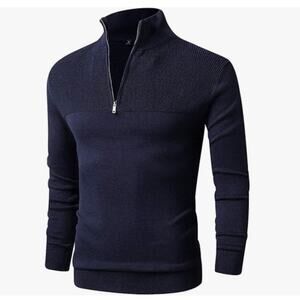 LTIFONE Men’s M Navy Blue Sweater 1/4 Zip Long Sleeve